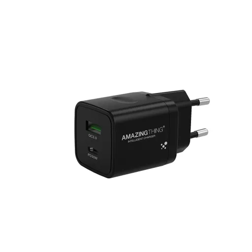 Amazing Thing fali töltő Gyorsító Pro EUPD30WB - USB + Típus C - QC 3.0 PD 30W 3A fekete