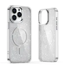 Glitter tok MagSafe iPhone 16-hoz - fehér csillámos