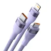 Baseus Cable Flash Series II 3 az 1-ben - USB to Type C, Lightning, Micro USB - 66W 6A 1,2 méter (CASS040005) lila - 0. kép