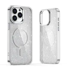 Glitter Case MagSafe tok iPhone 16 Pro Max - fehér csillogással