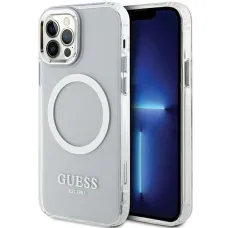 Guess Fém Kontúr Magsafe tok iPhone 12 / iPhone 12 Pro - ezüst