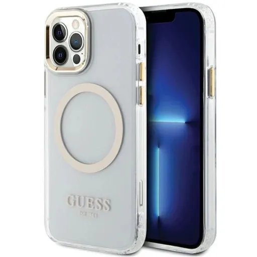 Guess Metal Outline Magsafe iPhone 12 / iPhone 12 Pro tok - arany