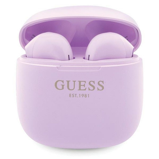 Guess GUTWST26PSU TWS Bluetooth slúchadlá + dokovacia stanica - fialová Classic EST Logo