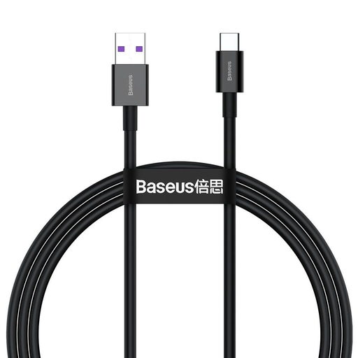 Baseus Superior USB - USB Type-C gyors töltés adatkábel 66 W (11 V / 6 A) Huawei SuperCharge SCP 1 m fekete (CATYS-01)