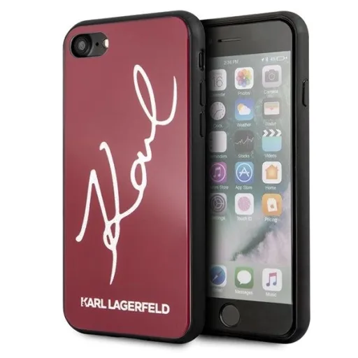 Karl Lagerfeld KLHCI8DLKSRE iPhone 7/8 SE 2020 / SE 2022 piros hard tok Signature Glitter