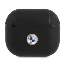 BMW BMA3SSLBK AirPods 3 tok fekete Eredeti Bőr Ezüst Logó