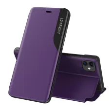 Eco Leather View Case elegáns fliptok kitámasztó funkcióval iPhone 13 Pro lila tok