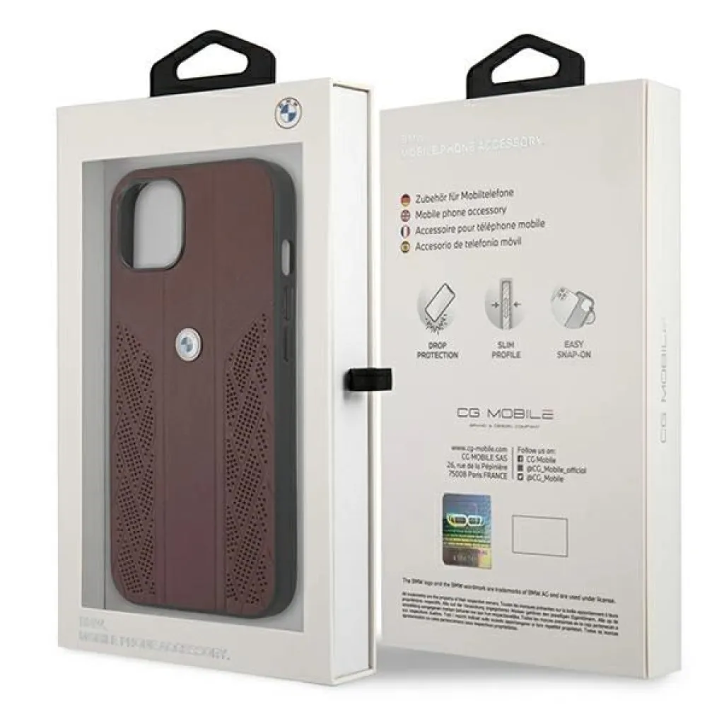  iPhone 13 6,1" piros/pred BMW BMHCP13MRSPPR fliptok Leather Curve Perforate tok - 7