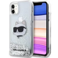 Karl Lagerfeld KLHCN61LNCHCS iPhone 11 ezüst/ezüst védőtök Glitter Choupette Head