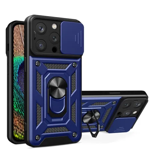 Hybrid Armor Camshield tok iPhone 14 Pro-hoz, páncélozott tok kamerával kék Hybrid Armor Camshield tok iPhone 14 Pro-hoz, páncélozott tok kamerával kék