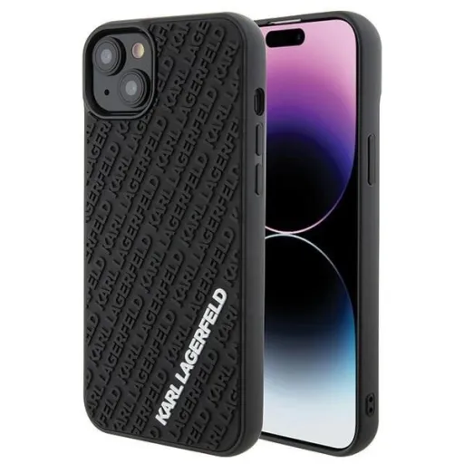 Karl Lagerfeld 3D Rubber Multi Logo tok iPhone 15 Plus - fekete