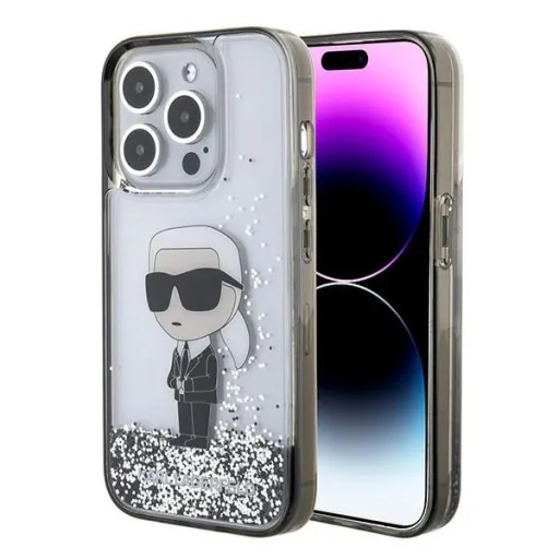 Karl Lagerfeld Liquid Glitter Ikonik tok iPhone 15 Pro - átlátszó