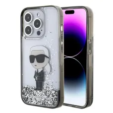 Karl Lagerfeld Liquid Glitter Ikonik tok iPhone 15 Pro Max - áttetsző