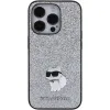 Karl Lagerfeld Glitter Choupette Logo Metal Pin tok iPhone 15 Pro - Ezüst - 1. kép