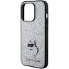 Karl Lagerfeld Glitter Choupette Logo Metal Pin tok iPhone 15 Pro - Ezüst - 4. kép