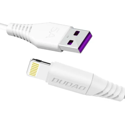 Dudao USB/Lightning adat és gyorstöltőkábel 5A 1m fehér