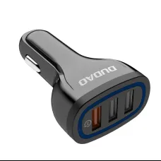 Dudao univerzális autós töltő 3xUSB gyorstöltéssel 3.0 QC3.0 2.4A 18W fekete