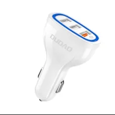 Dudao univerzális autós töltő 3xUSB gyorstöltéssel 3.0 QC3.0 2.4A 18W fehér