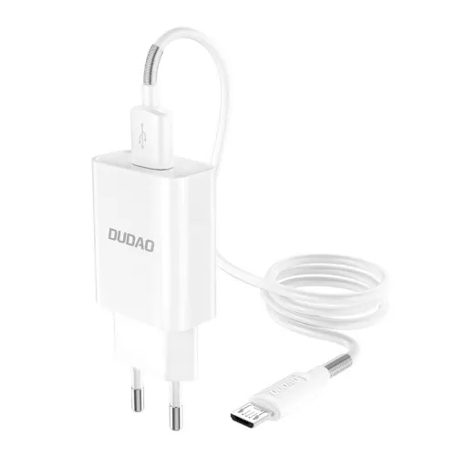 Dudao hálózati töltő adapter 5V/2.4A QC3.0  + micro USB fehér