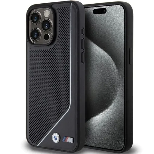 BMW Perforated Twisted Line MagSafe iPhone 15 Pro Max tok - fekete