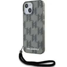 Karl Lagerfeld IML Mono KL Pattern & Cord tok iPhone 15 - fekete