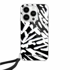 Karl Lagerfeld IML Zebra mintázatú tok és zsinór iPhone 15 - fekete tok