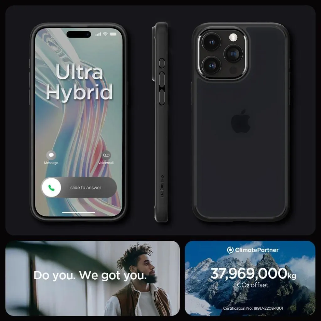  iPhone 15 Pro Fekete Fagy Spigen Ultra Hybrid tok - 11