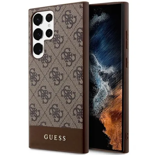 Guess GUHCS23LG4GLBR S23 Ultra S918 barna/barna kemény tok 4G Stripe Collection