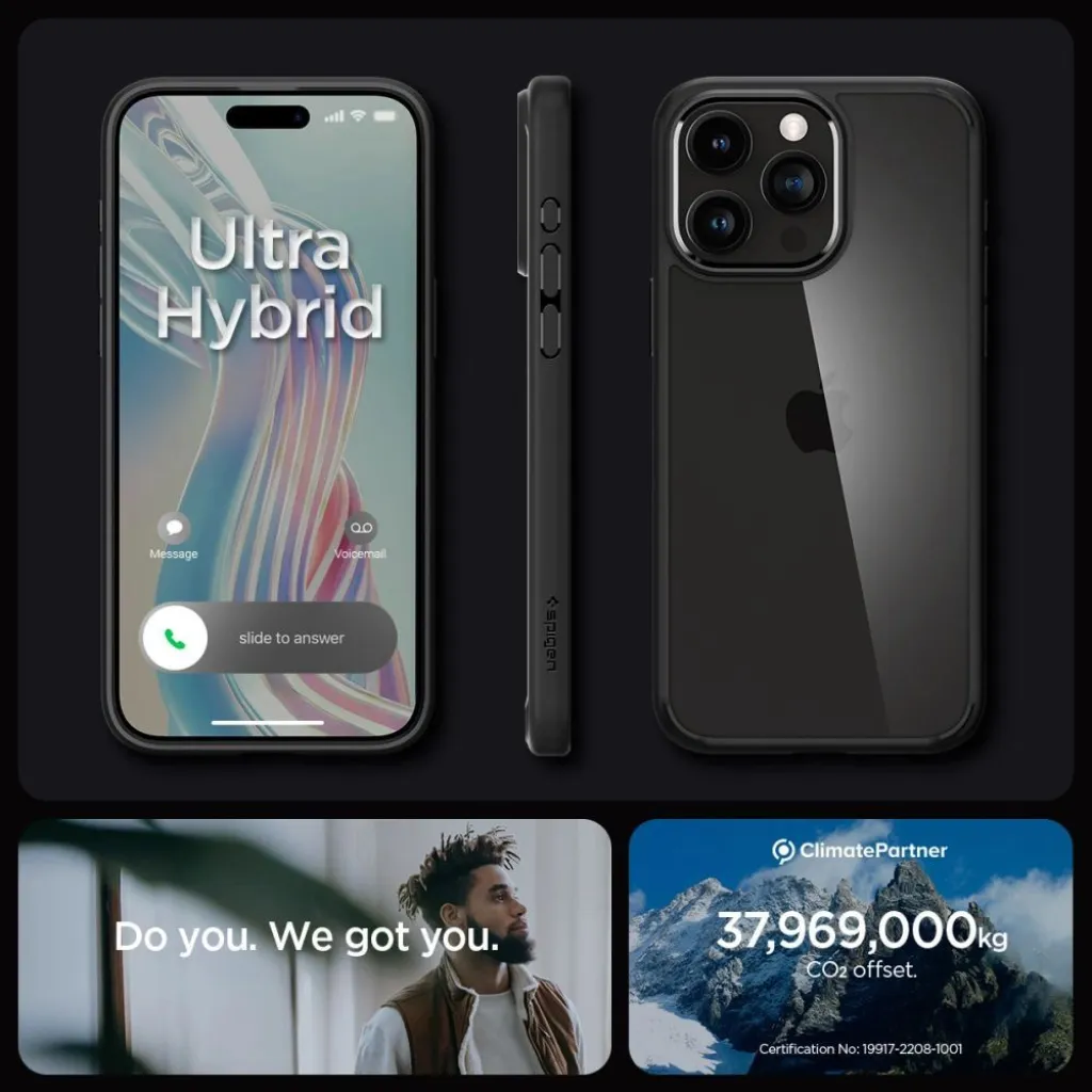  iPhone 15 Pro Max Fekete Matt Spigen Ultra Hybrid tok - 15