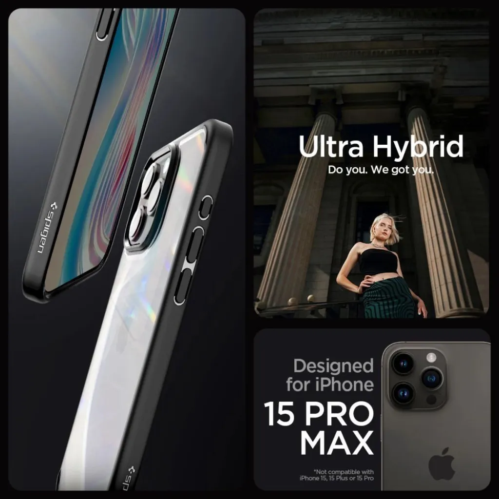  iPhone 15 Pro Max Fekete Matt Spigen Ultra Hybrid tok - 10