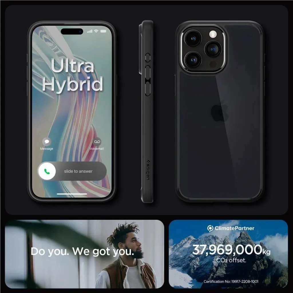 iPhone 15 Pro Max Fekete Frost Spigen Ultra Hybrid tok - 9