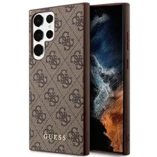 Guess GUHCS23LG4GFBR S23 Ultra S918 barna/barna kemény tok 4G Arany Logó