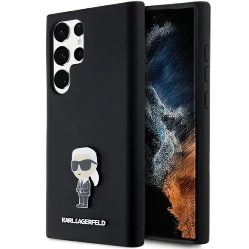 Karl Lagerfeld Silicone Ikonik Metal Pin tok Samsung Galaxy S23 Ultra - fekete