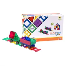 Mágneses csempék 3D vonat Playmags 153 - 50 darabos készlet