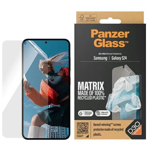 PanzerGlass Ultra-Wide Fit edzett üveg D3O®-val és applikátorral a Samsung Galaxy S24-hez