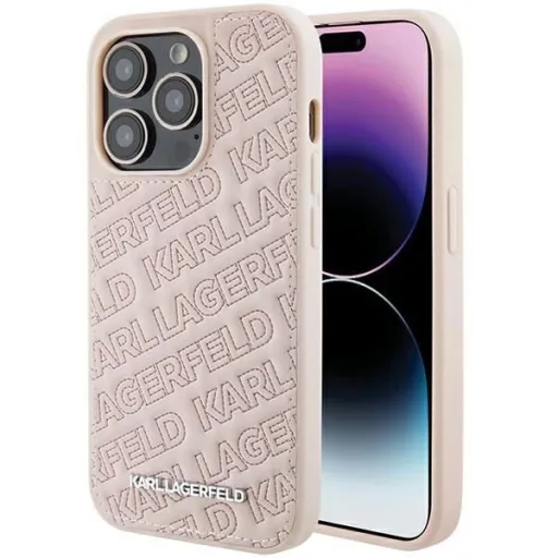 iPhone 15 Pro Karl Lagerfeld steppelt K mintás tok - rózsaszín iPhone 15 Pro Karl Lagerfeld steppelt K mintás tok - rózsaszín