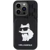 Karl Lagerfeld Saffiano Cardslots és Állványos Monogram Choupette tok iPhone 15 Pro Max - Fekete - 1. kép