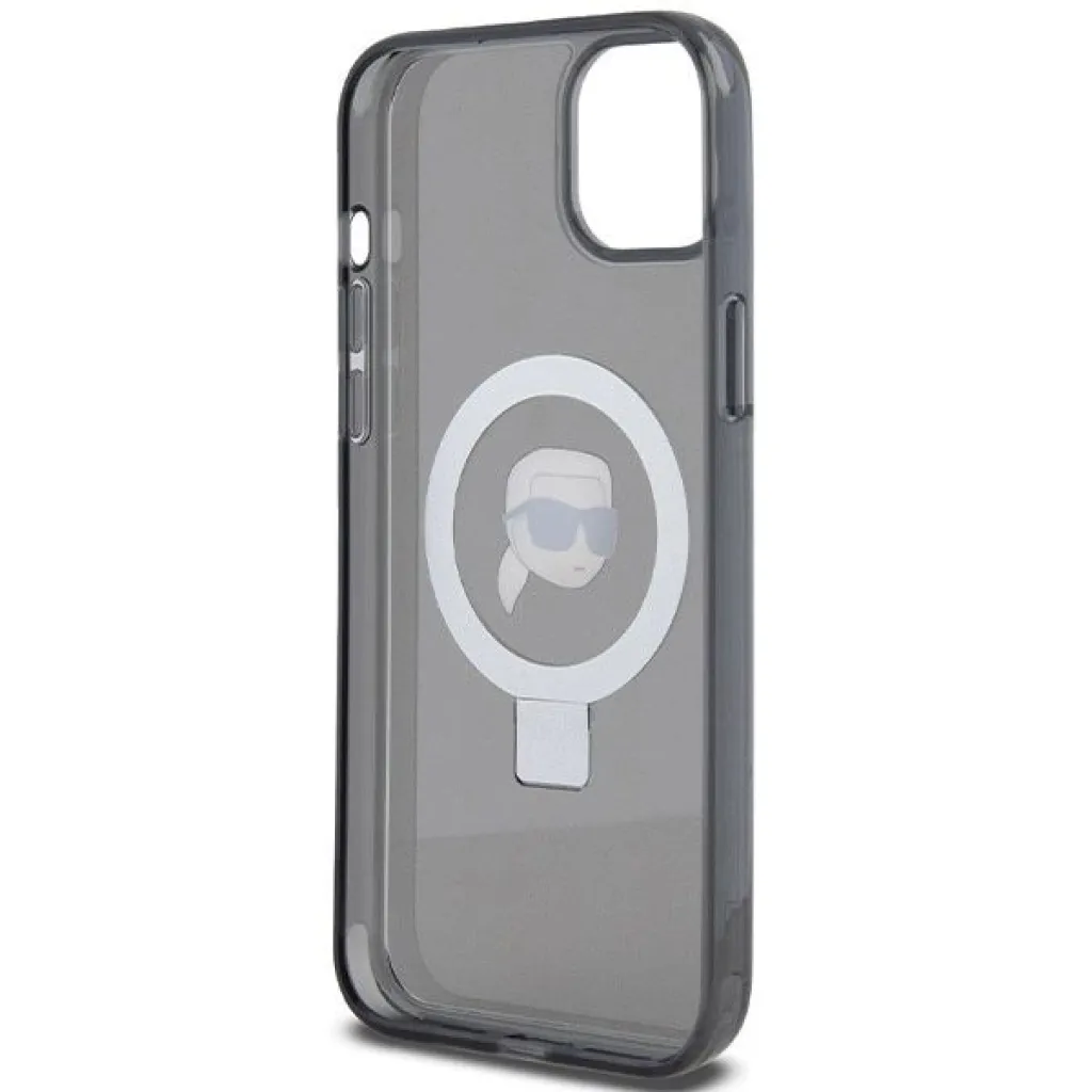  iPhone 15 6.1" fekete/fekete Karl Lagerfeld KLHMP15SHMRSKHK kemény tok Gyűrűs Állvány Karl Fej MagSafe tok - 7