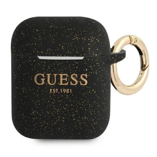 Guess GUA2SGGEK AirPods tok fekete/fekete Szilikon Csillogó