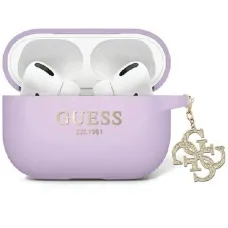 Guess GUAP2LECG4U tok AirPods Pro 2-höz - lila folyékony szilikon csillogó háromszög charm