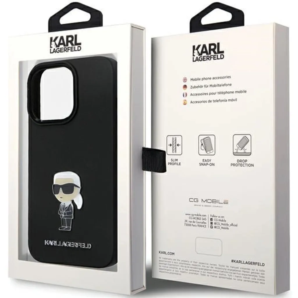 Karl Lagerfeld KLHCP14LSMHKNPK tok iPhone 14 Pro - fekete Szilikon Ikonik Metal Pin - 8