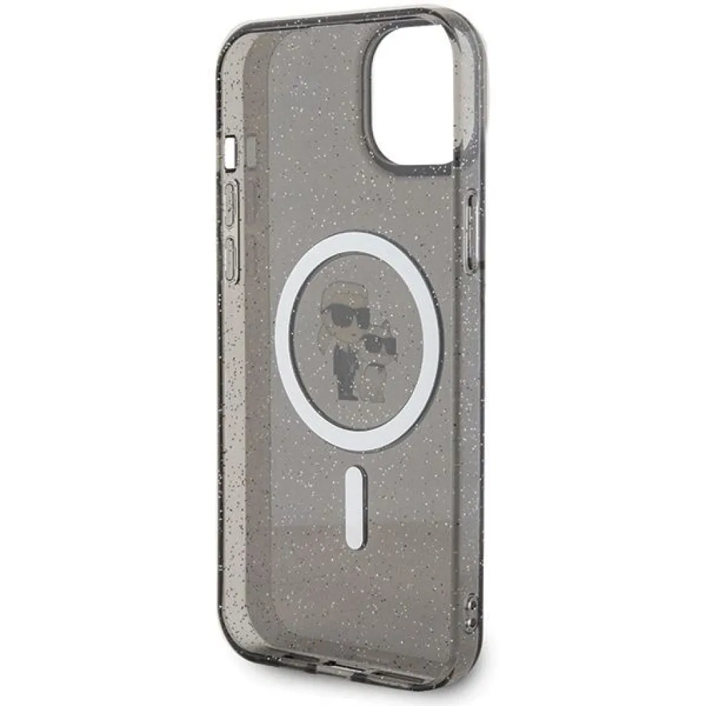  iPhone 15 Fekete Karl Lagerfeld Karl&Choupette Glitter MagSafe tok - 7