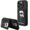  iPhone 15 Pro Karl Lagerfeld Saffiano Cardslots and Stand Monogram Ikonik Patch tok - fekete thumbnail