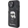 Karl Lagerfeld Saffiano Cardslots és Állvány Monogram Ikonik Patch tok iPhone 15 - fekete - 0. kép