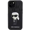 Karl Lagerfeld Saffiano Cardslots és Állvány Monogram Ikonik Patch tok iPhone 15 - fekete - 1. kép