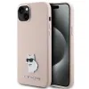  iPhone 15 Plus / 14 Plus Rózsaszín Karl Lagerfeld Szilikon Choupette Metal Pin tok thumbnail