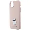 Karl Lagerfeld Szilikon Choupette Metal Pin tok iPhone 15 Plus / 14 Plus - Rózsaszín - 4. kép