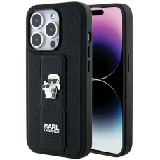 Karl Lagerfeld Gripstand Saffiano Karl & Choupette Pins tok iPhone 13 Pro - fekete