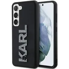 Karl Lagerfeld 3D Rubber Glitter Logo tok Samsung Galaxy S23 - fekete