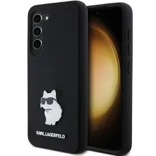 Karl Lagerfeld Silicone Choupette Metal Pin tok Samsung Galaxy S23-hoz - fekete